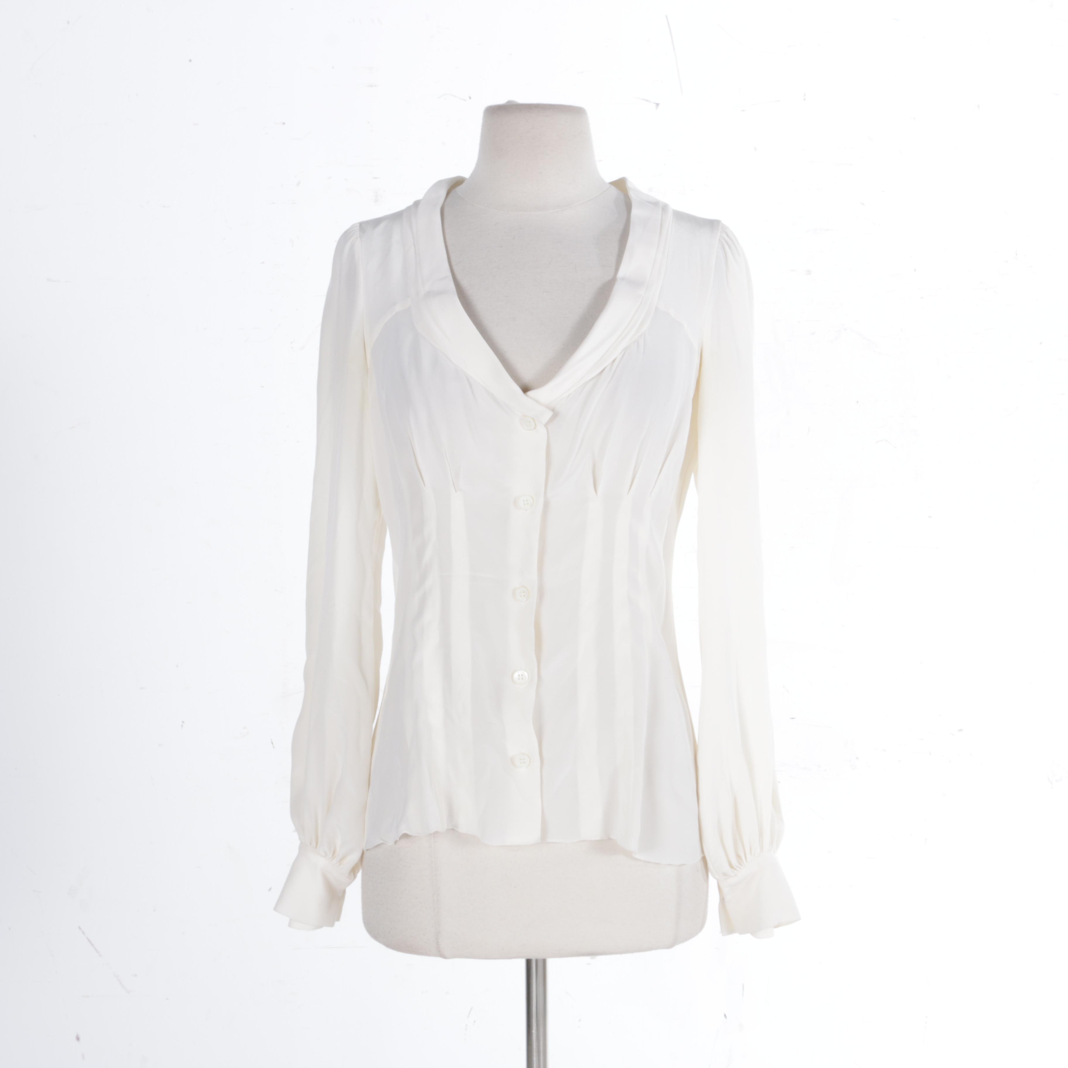 Prada White Silk Blouse