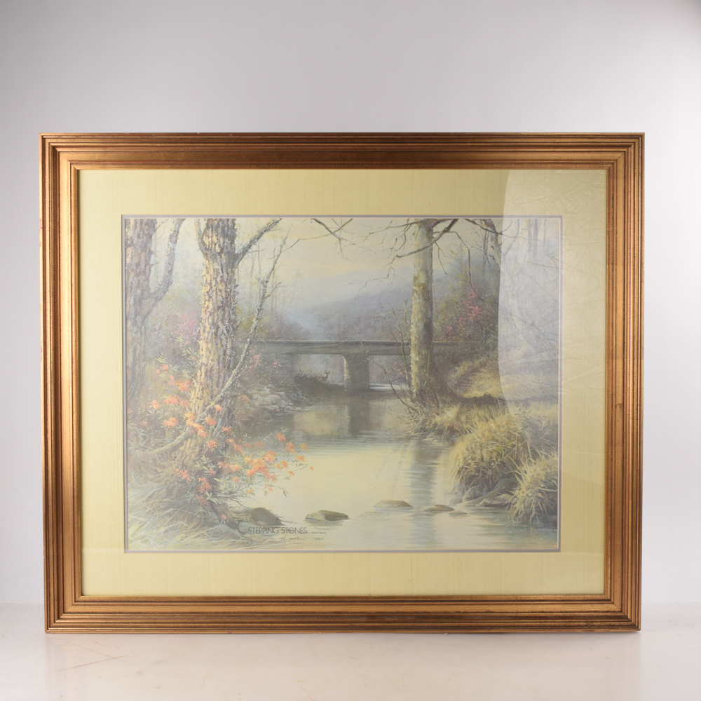 Ben Hampton Offset Lithograph Print After "Stepping Stones"