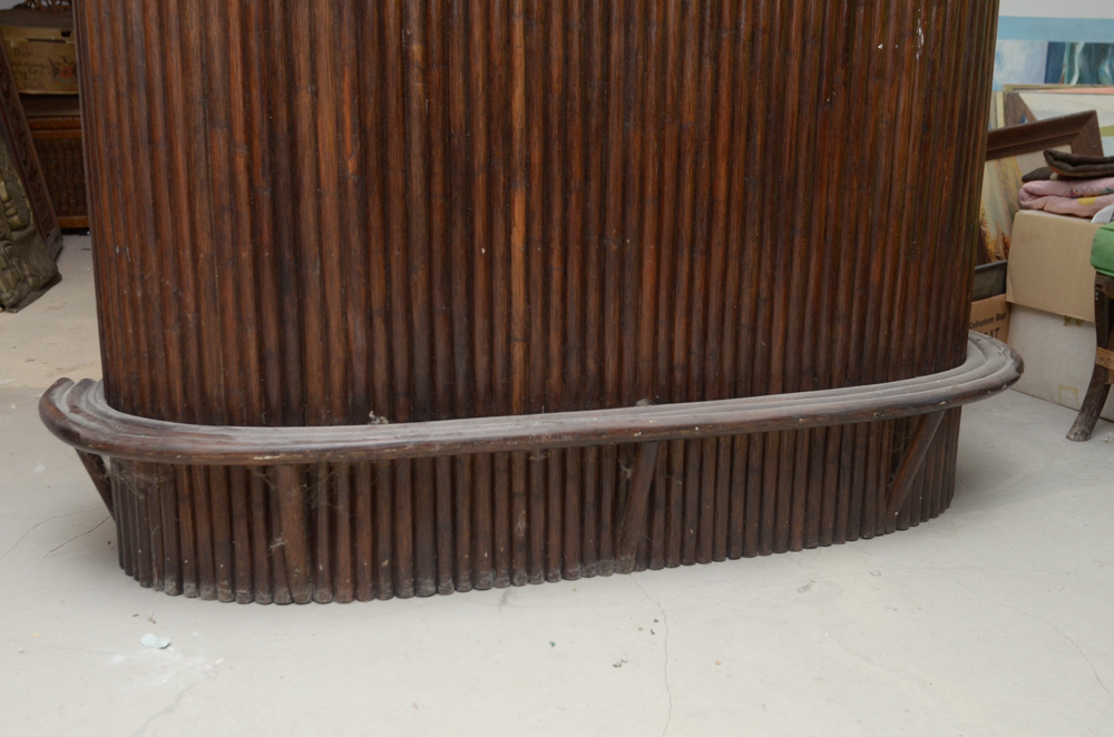 Vintage Tiki Bar With Rattan Bar Stools