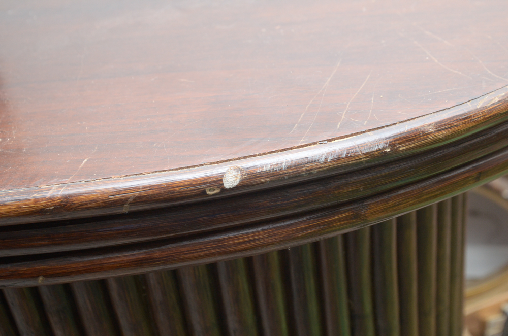 Vintage Tiki Bar With Rattan Bar Stools