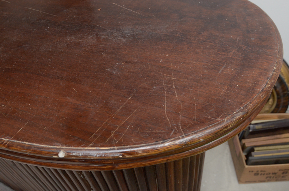 Vintage Tiki Bar With Rattan Bar Stools