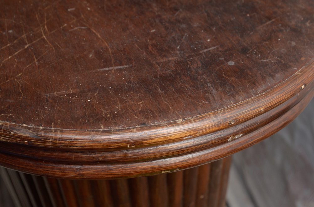 Vintage Tiki Bar With Rattan Bar Stools