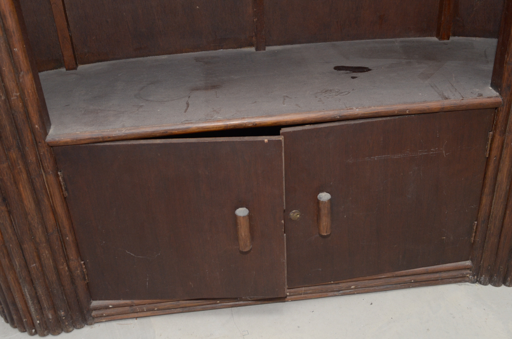 Vintage Tiki Bar With Rattan Bar Stools