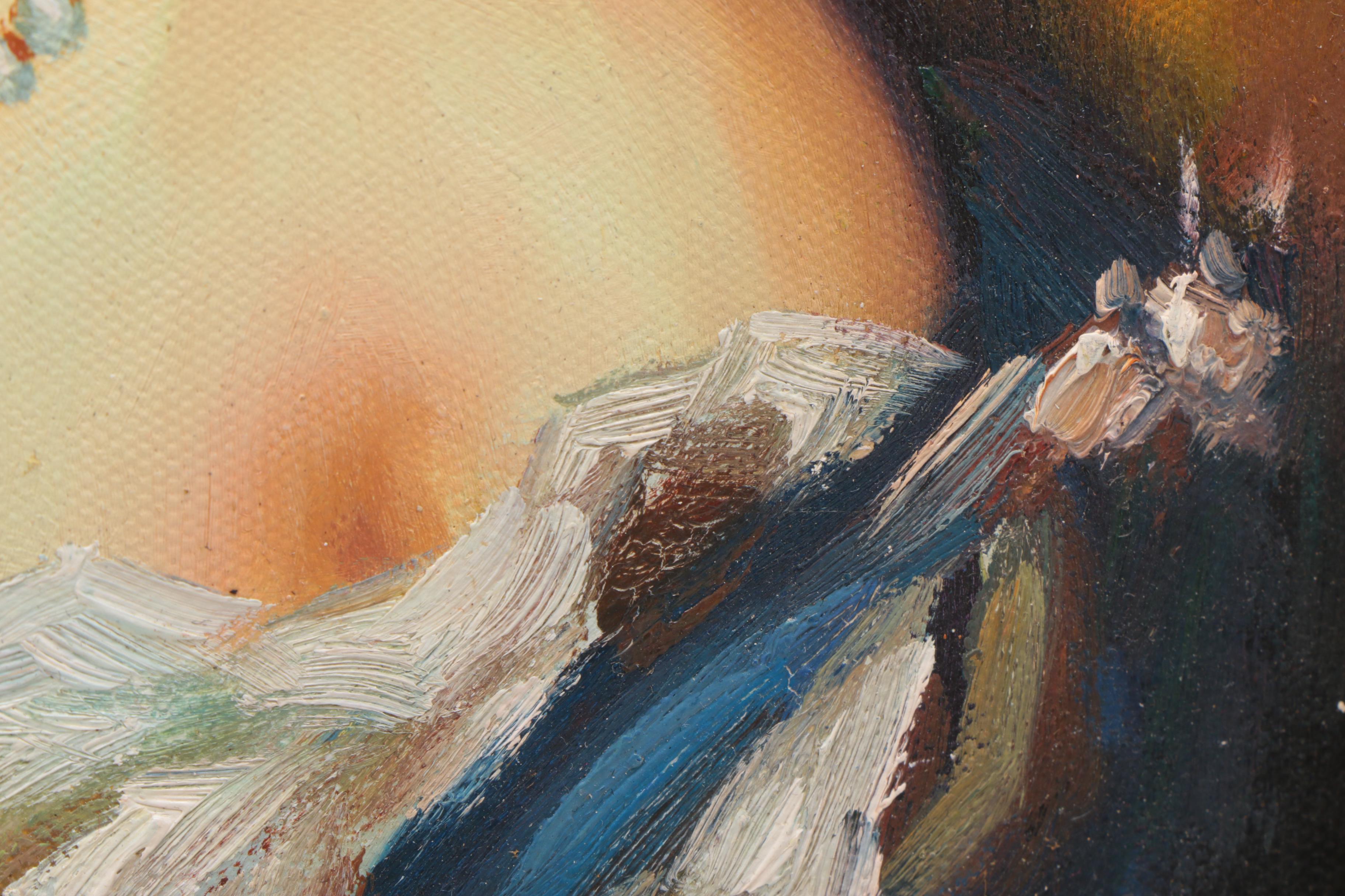 T. Grace Oil Portrait Painting of a Young Woman