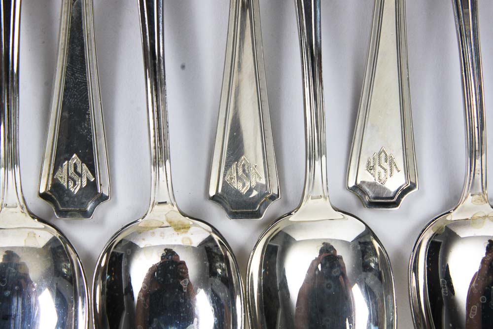 Gorham Sterling Silver Monogrammed "Fairfax" Flatware Set