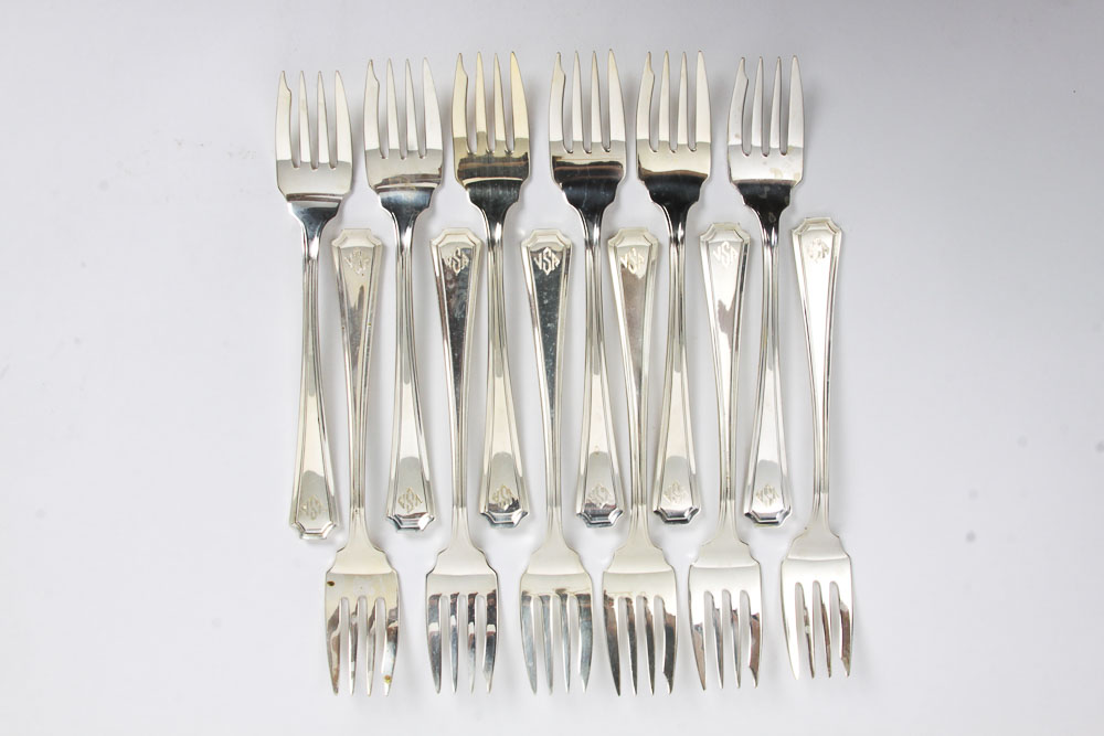 Gorham Sterling Silver Monogrammed "Fairfax" Flatware Set