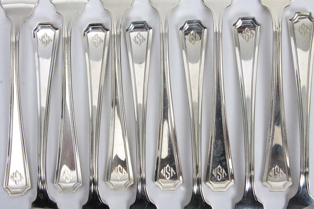 Gorham Sterling Silver Monogrammed "Fairfax" Flatware Set