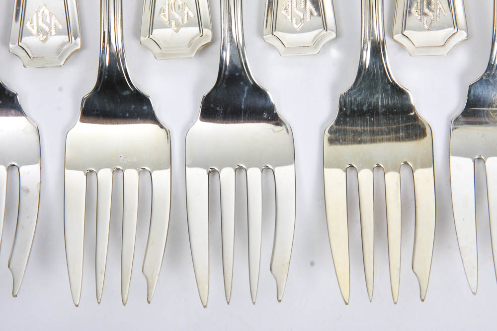 Gorham Sterling Silver Monogrammed "Fairfax" Flatware Set