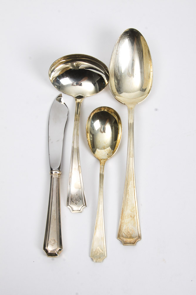 Gorham Sterling Silver Monogrammed "Fairfax" Flatware Set