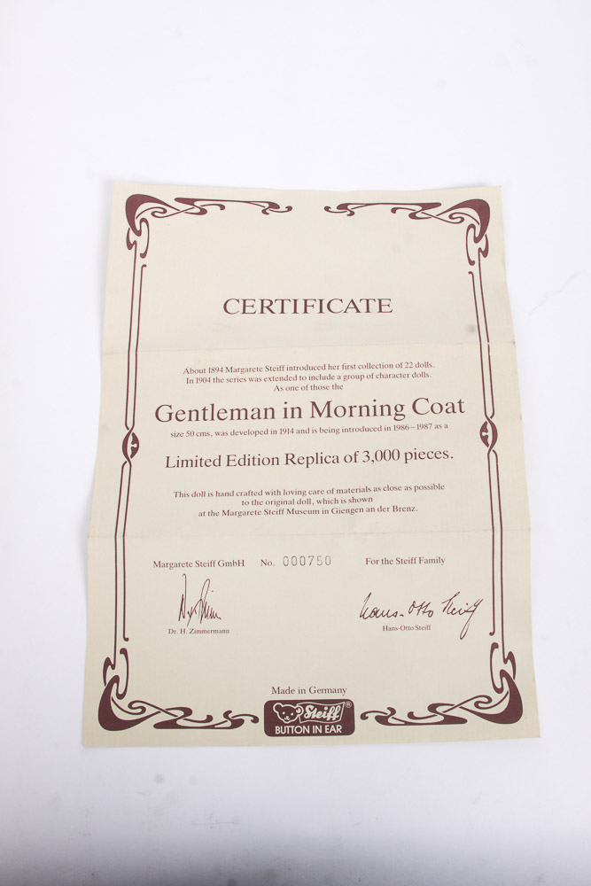 Steiff Limited Edition Doll "Gentleman in Morning Coat"