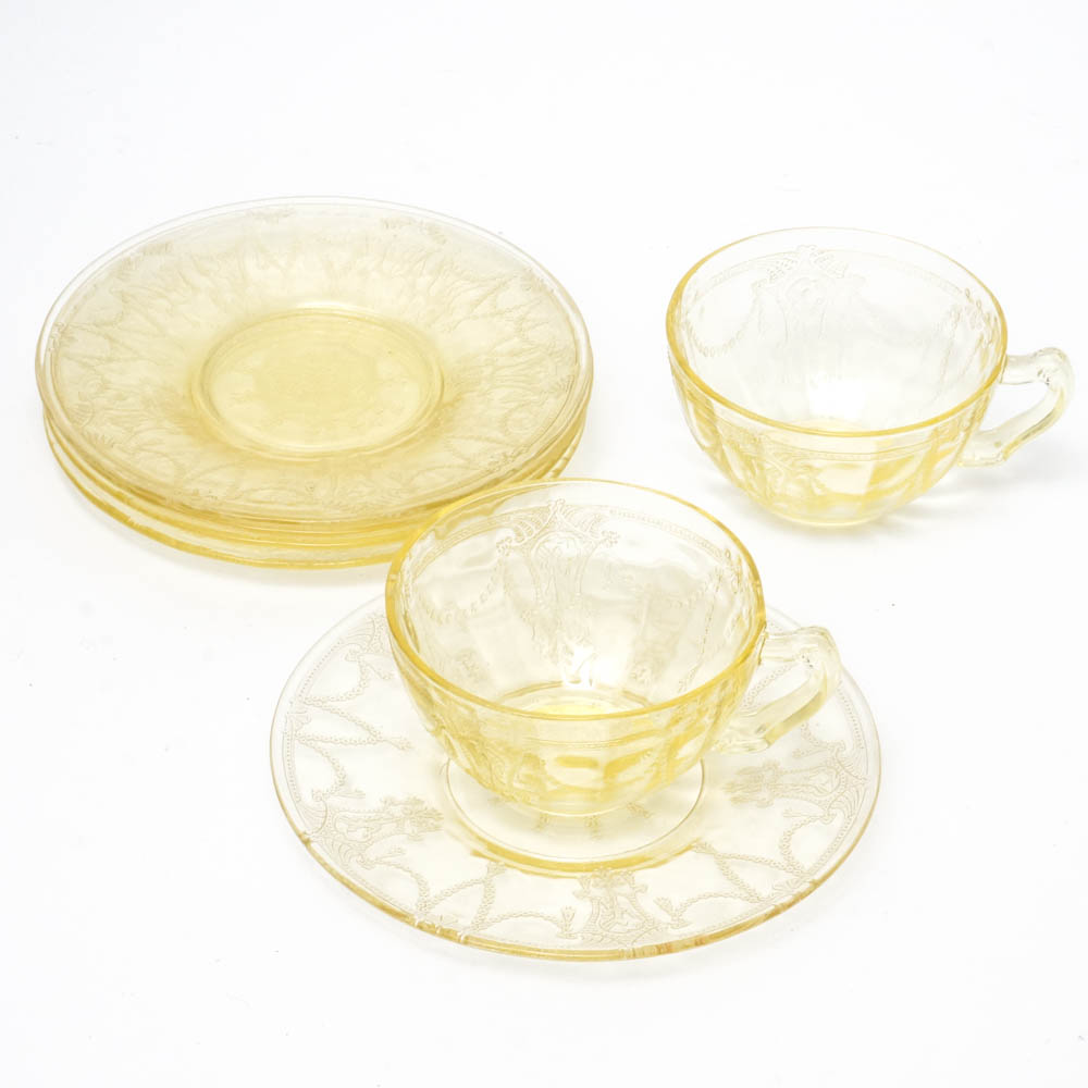 Anchor Hocking Yellow "Ballerina" Depression Glassware EBTH