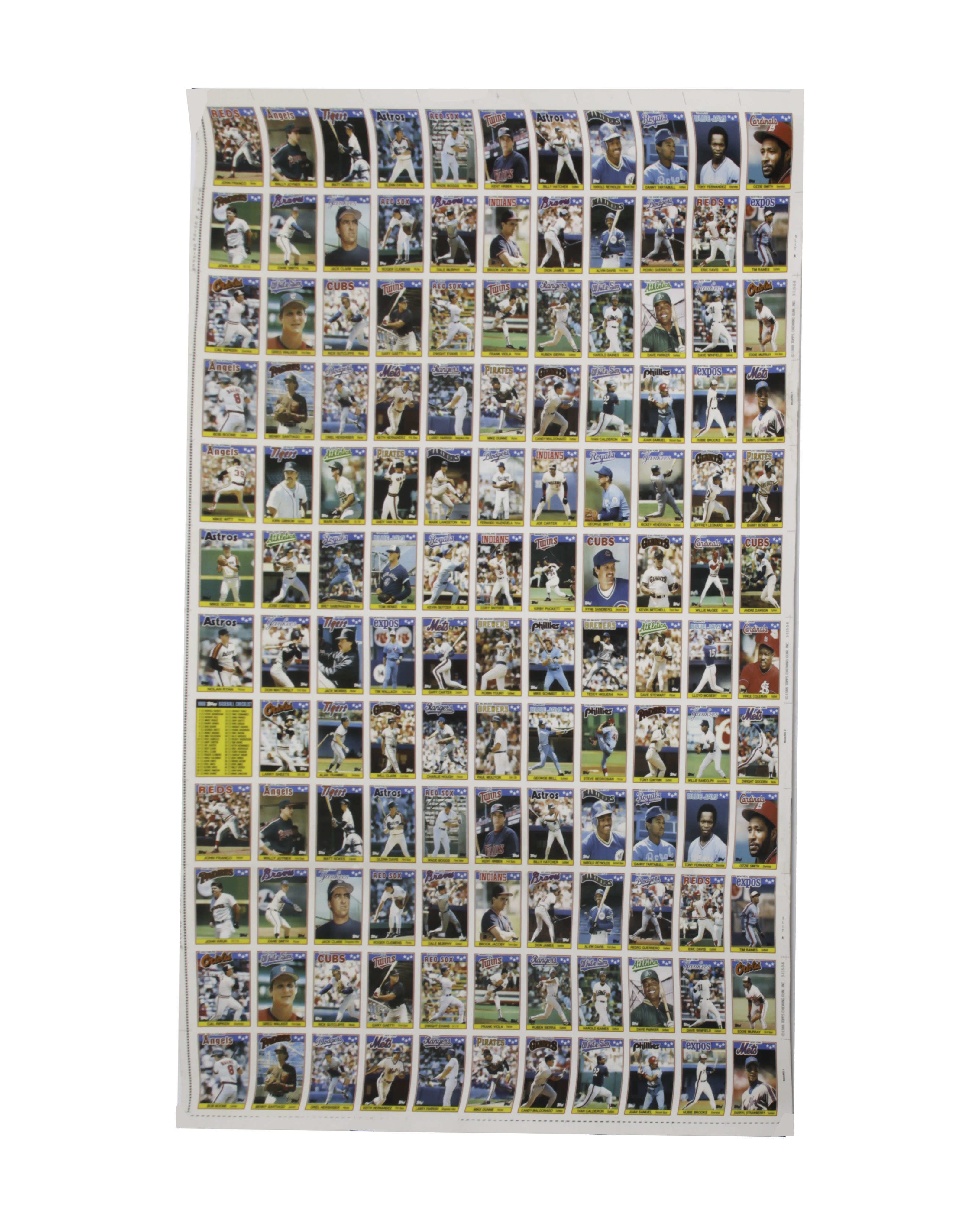 Four Sheets of Uncut 1988 Topps Sports Trading Cards