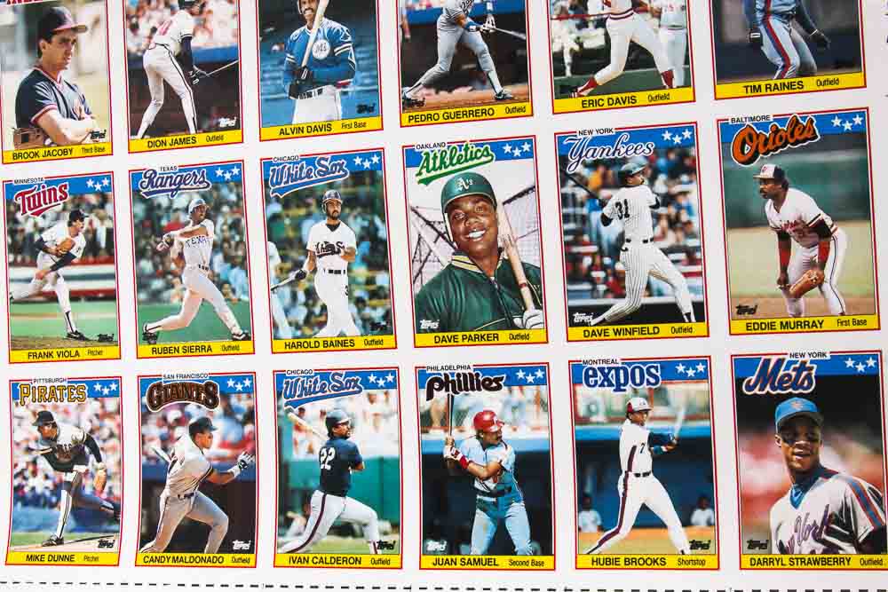 Four Sheets of Uncut 1988 Topps Sports Trading Cards