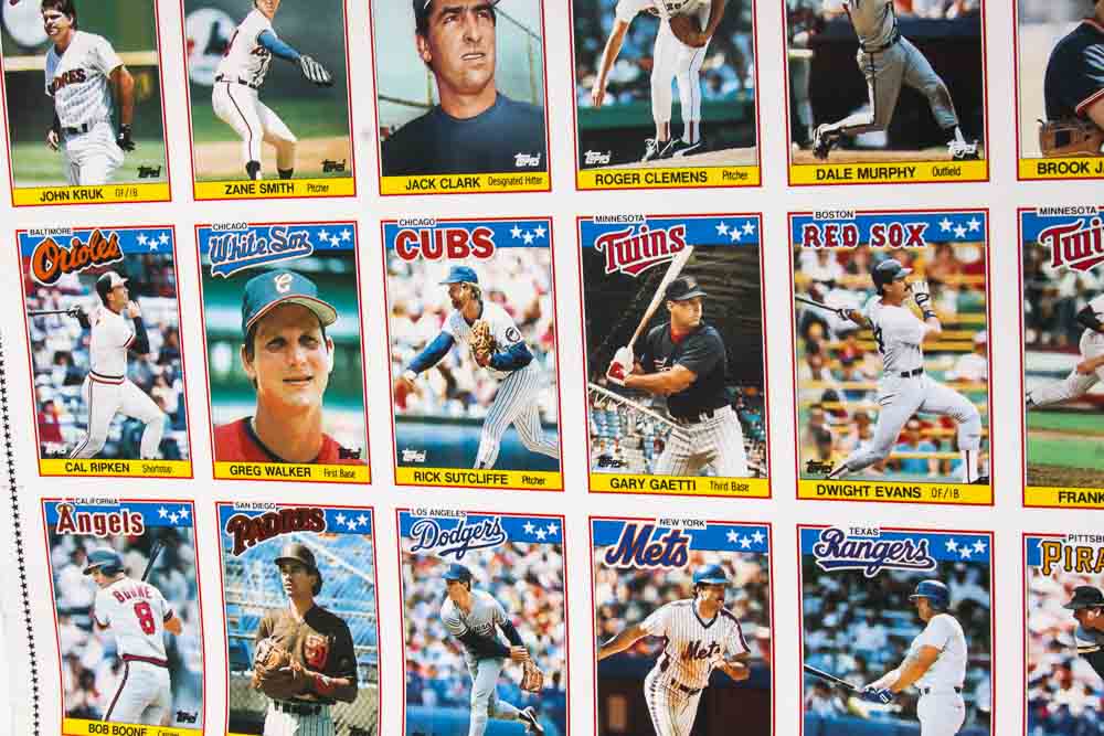 Four Sheets of Uncut 1988 Topps Sports Trading Cards