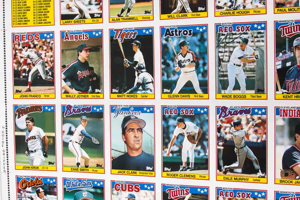 Four Sheets of Uncut 1988 Topps Sports Trading Cards