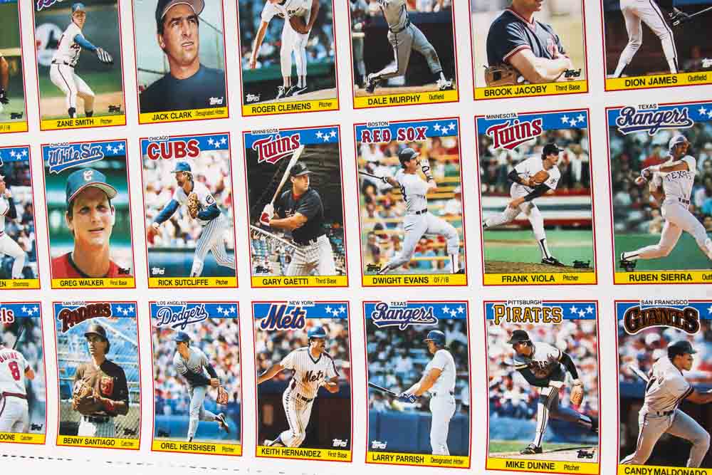 Four Sheets of Uncut 1988 Topps Sports Trading Cards
