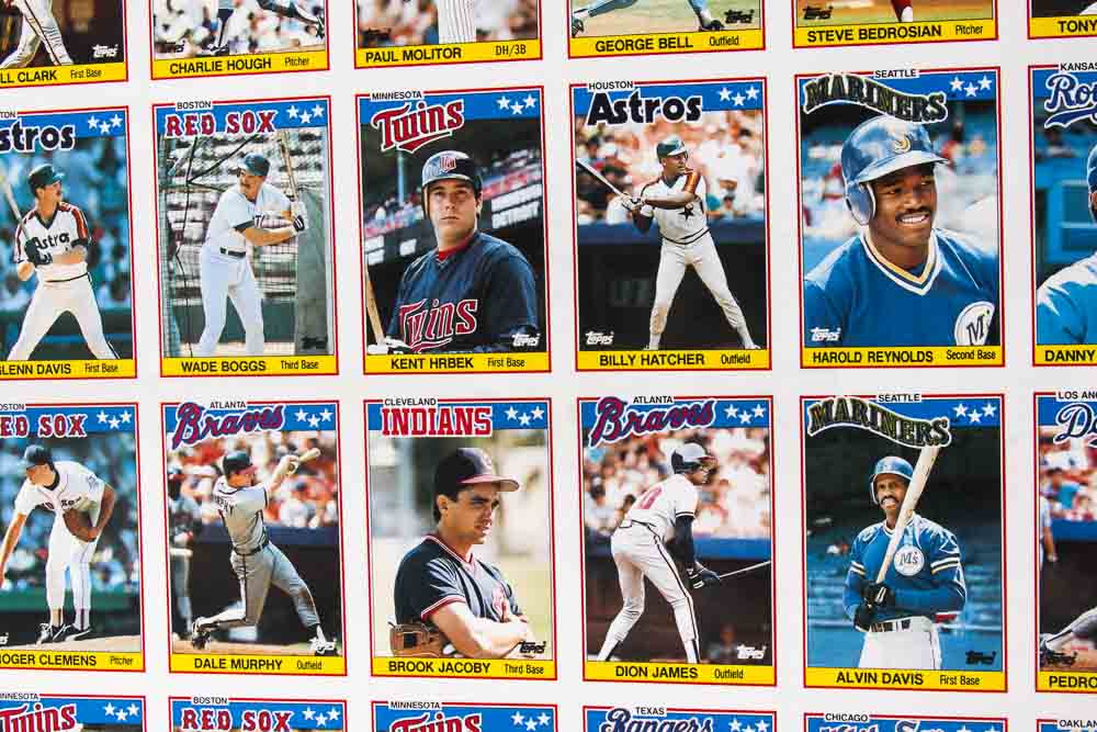 Four Sheets of Uncut 1988 Topps Sports Trading Cards