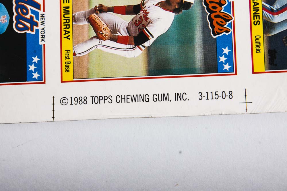 Four Sheets of Uncut 1988 Topps Sports Trading Cards