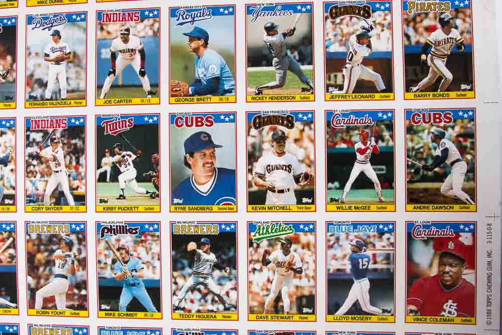 Four Sheets of Uncut 1988 Topps Sports Trading Cards