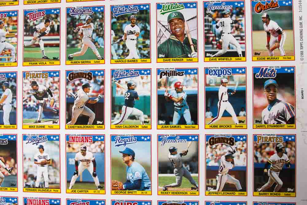 Four Sheets of Uncut 1988 Topps Sports Trading Cards
