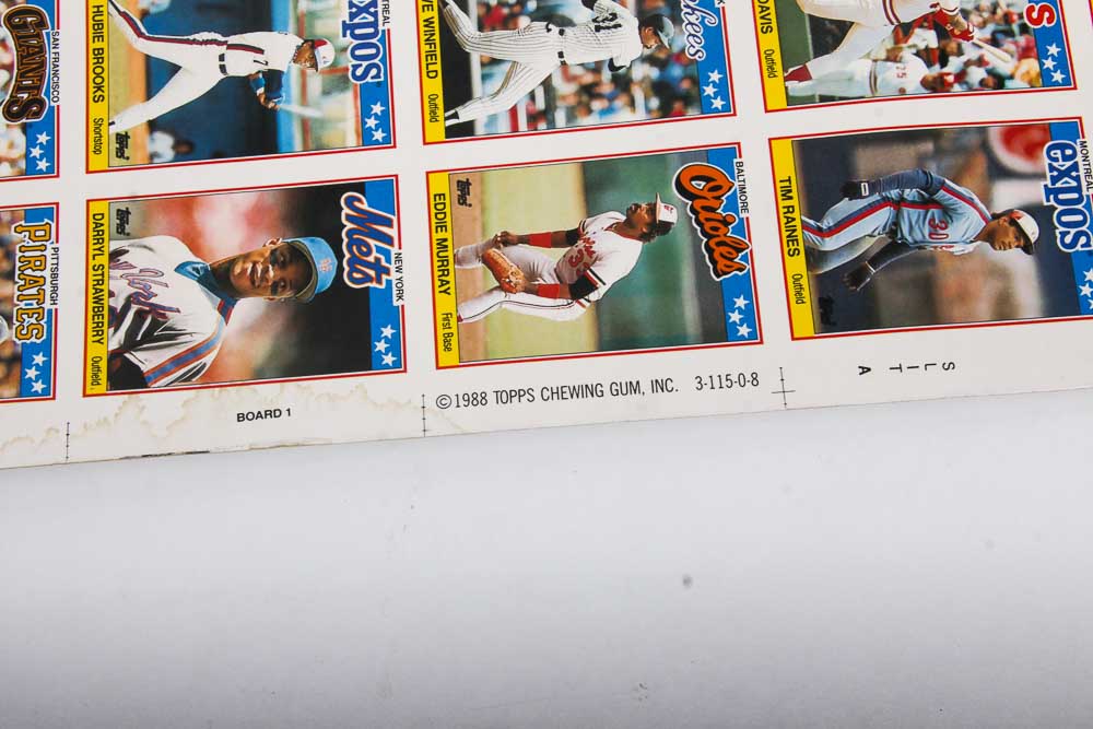 Four Sheets of Uncut 1988 Topps Sports Trading Cards