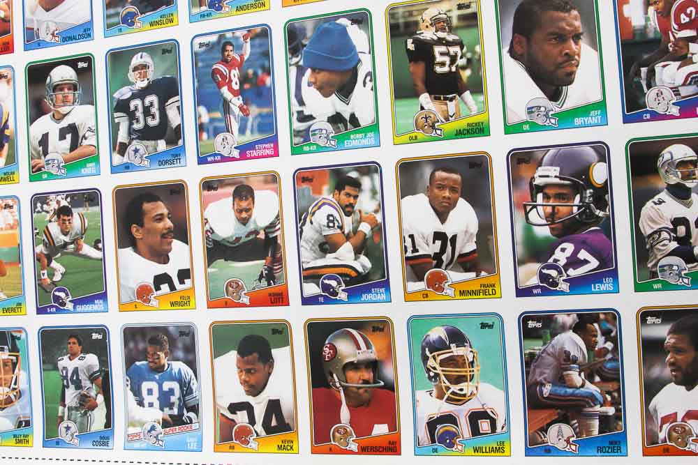 Four Sheets of Uncut 1988 Topps Sports Trading Cards