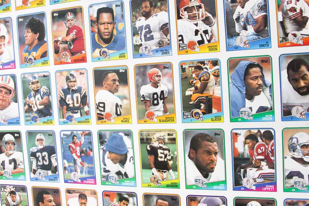 Four Sheets of Uncut 1988 Topps Sports Trading Cards