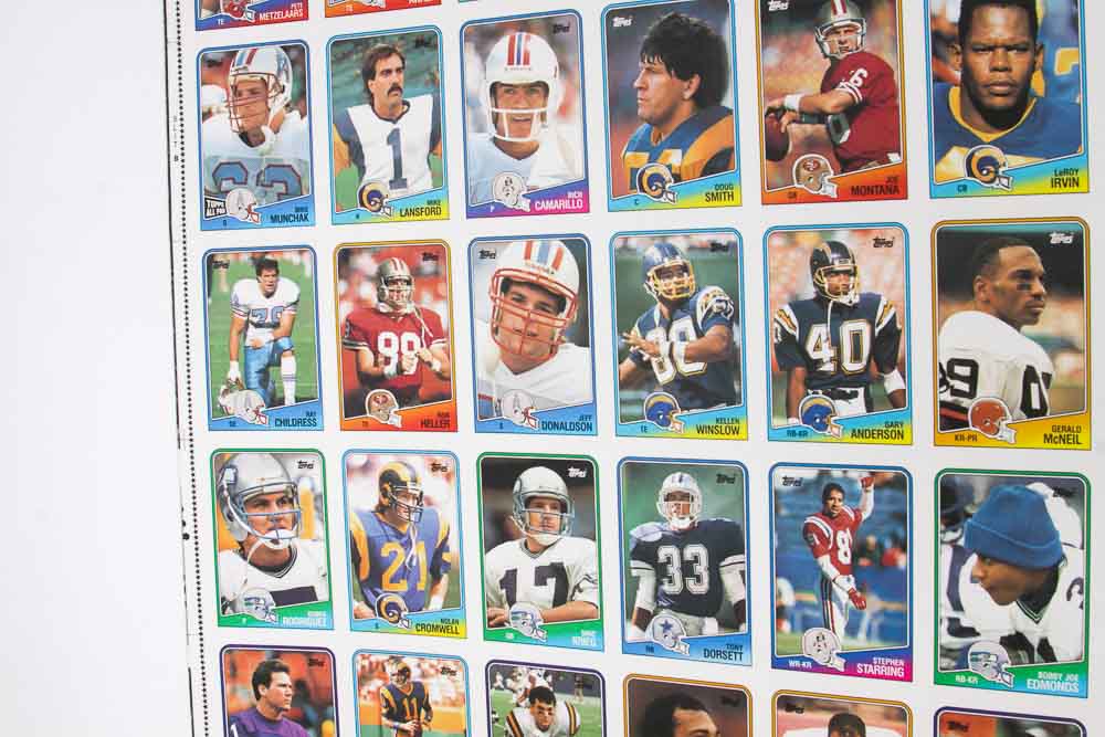 Four Sheets of Uncut 1988 Topps Sports Trading Cards