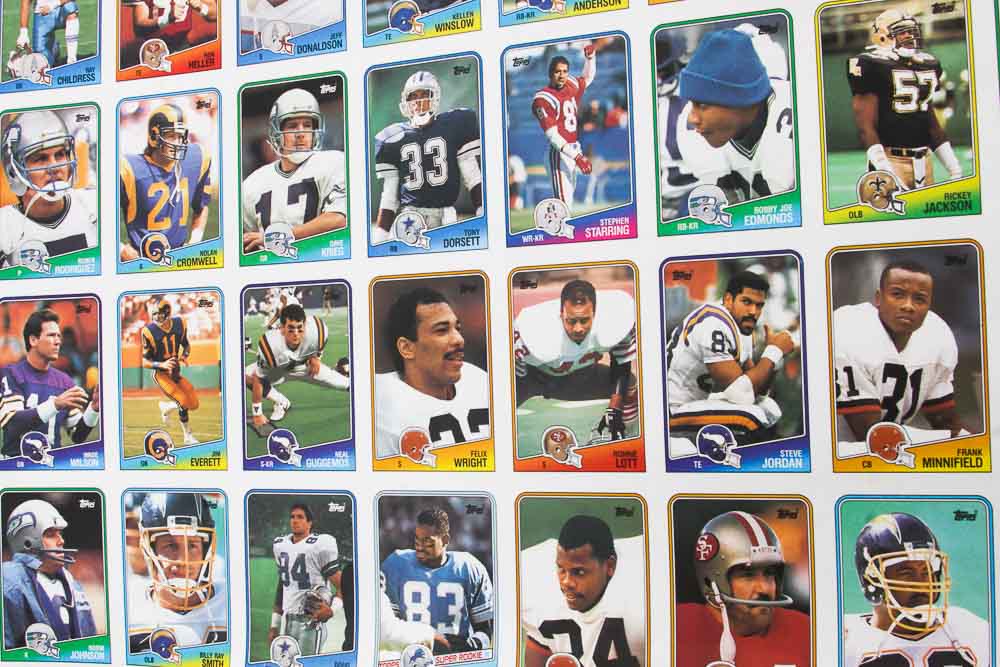 Four Sheets of Uncut 1988 Topps Sports Trading Cards