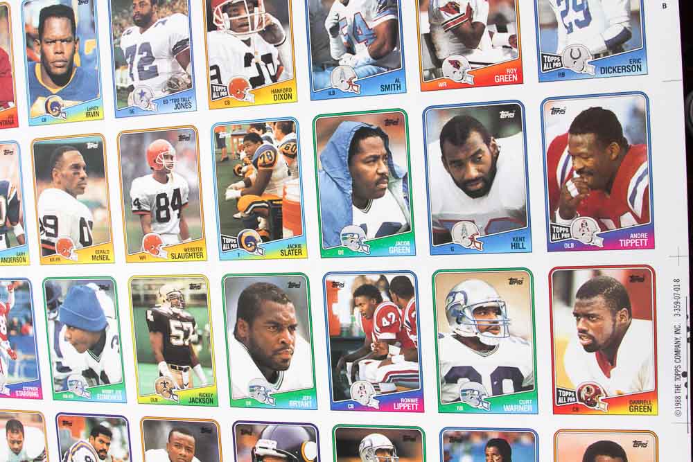 Four Sheets of Uncut 1988 Topps Sports Trading Cards