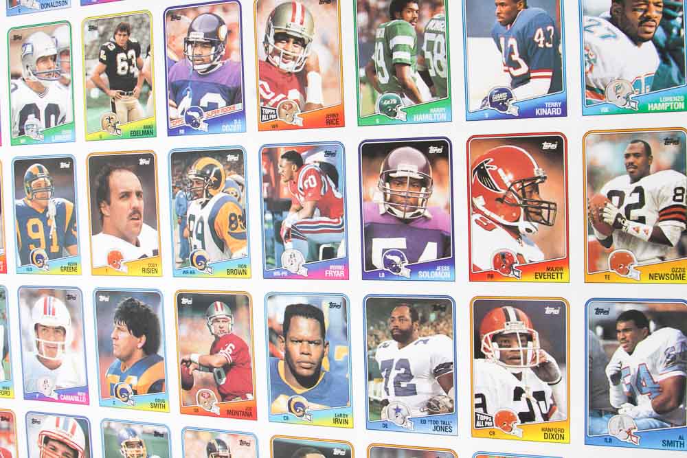 Four Sheets of Uncut 1988 Topps Sports Trading Cards
