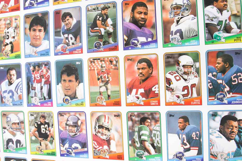 Four Sheets of Uncut 1988 Topps Sports Trading Cards