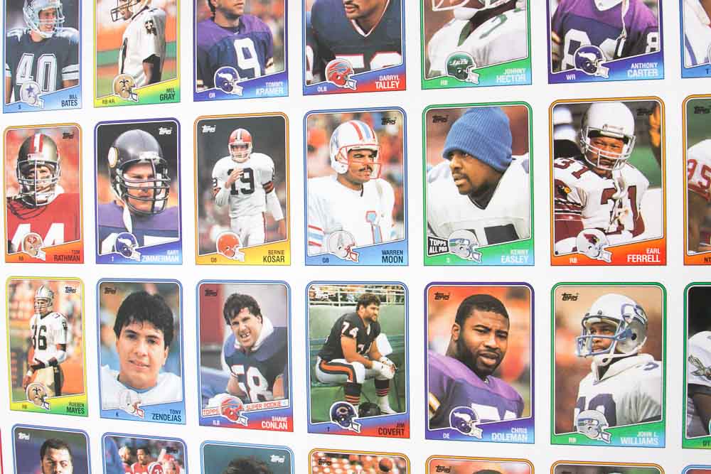 Four Sheets of Uncut 1988 Topps Sports Trading Cards