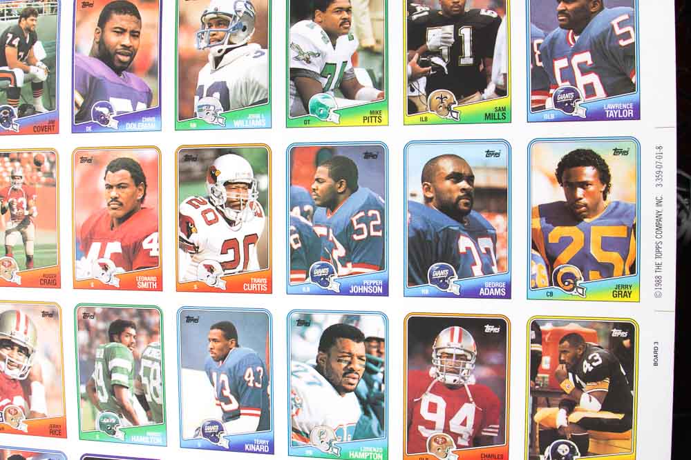 Four Sheets of Uncut 1988 Topps Sports Trading Cards