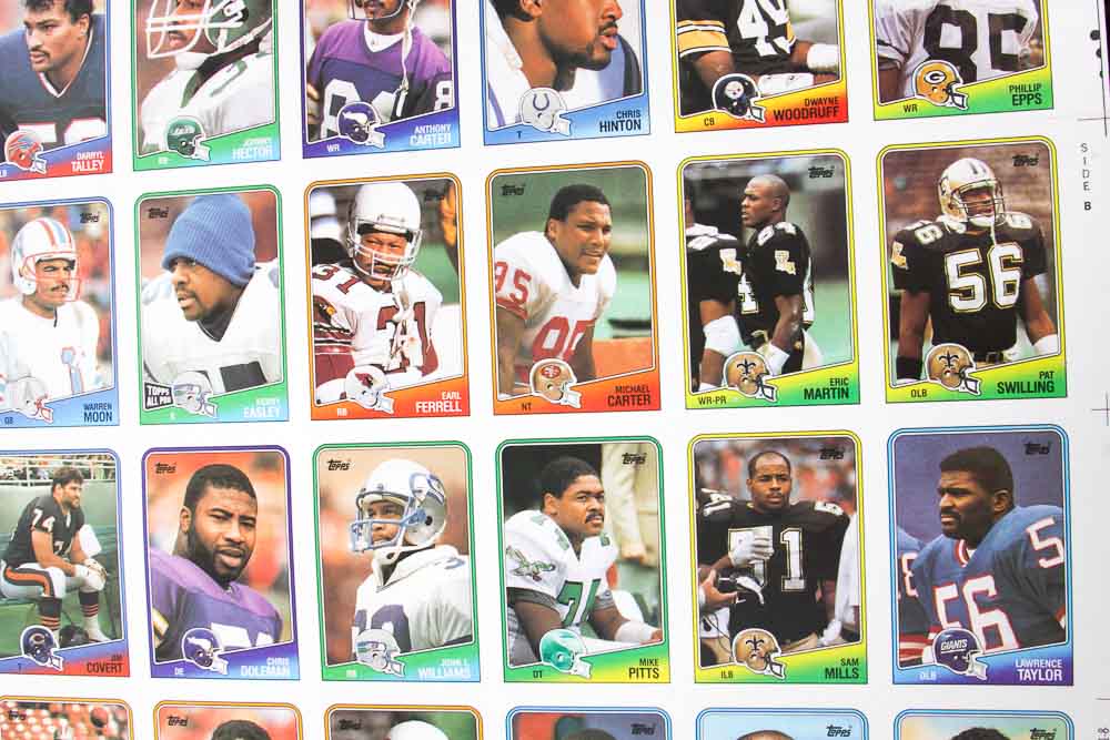 Four Sheets of Uncut 1988 Topps Sports Trading Cards