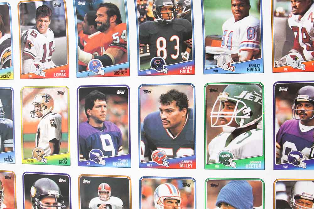 Four Sheets of Uncut 1988 Topps Sports Trading Cards