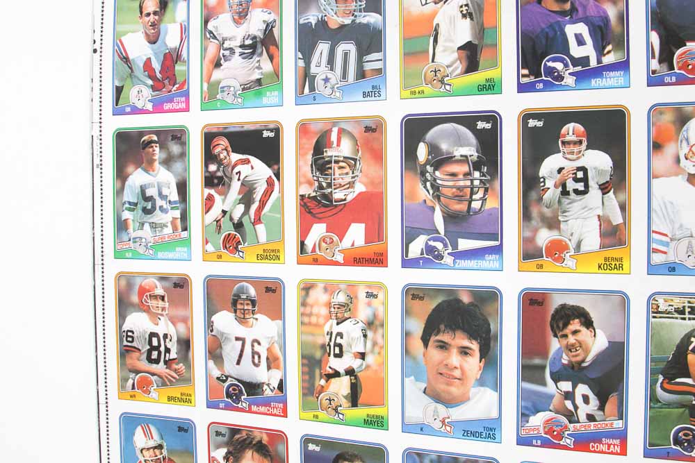 Four Sheets of Uncut 1988 Topps Sports Trading Cards
