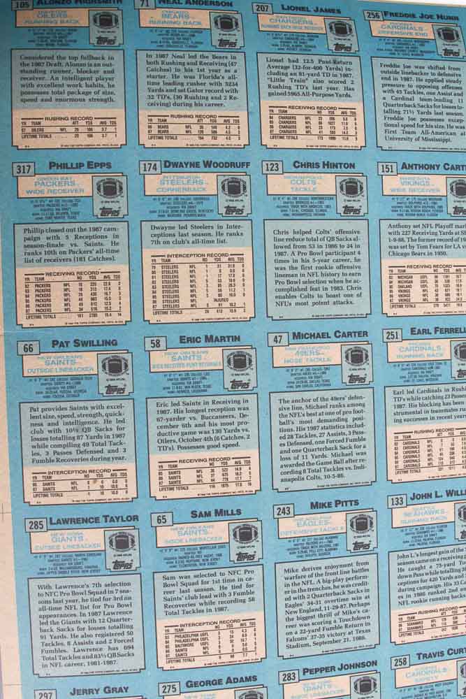 Four Sheets of Uncut 1988 Topps Sports Trading Cards
