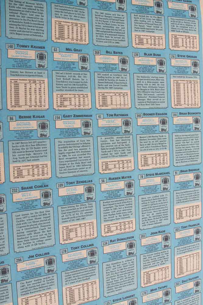Four Sheets of Uncut 1988 Topps Sports Trading Cards