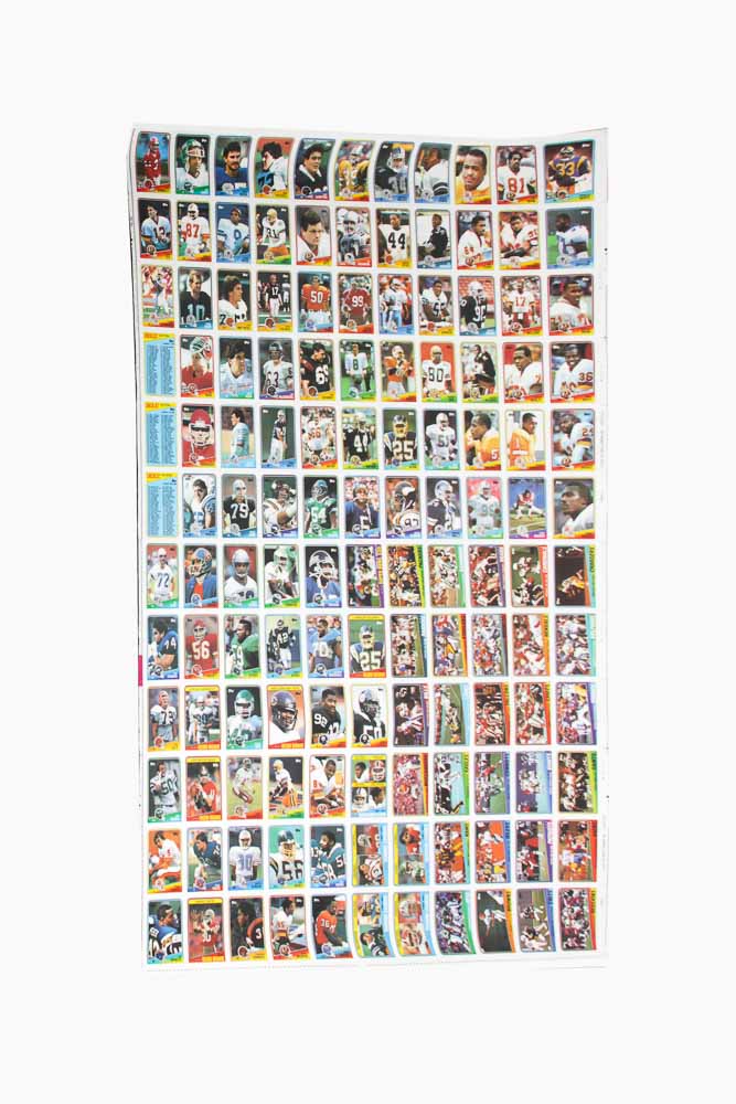 Four Sheets of Uncut 1988 Topps Sports Trading Cards