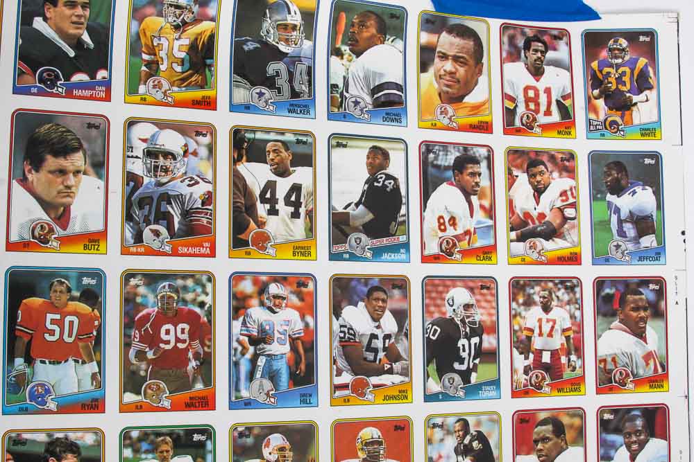 Four Sheets of Uncut 1988 Topps Sports Trading Cards