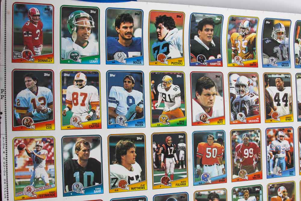 Four Sheets of Uncut 1988 Topps Sports Trading Cards
