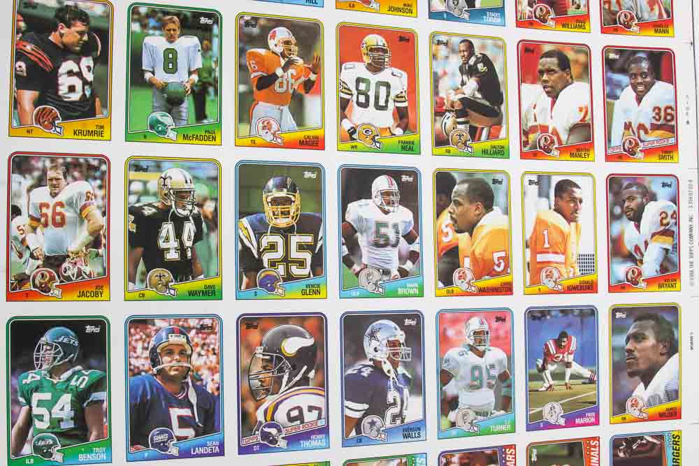 Four Sheets of Uncut 1988 Topps Sports Trading Cards