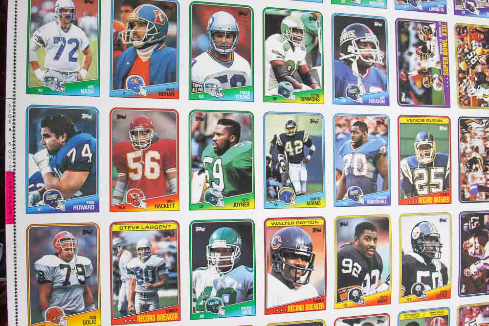 Four Sheets of Uncut 1988 Topps Sports Trading Cards