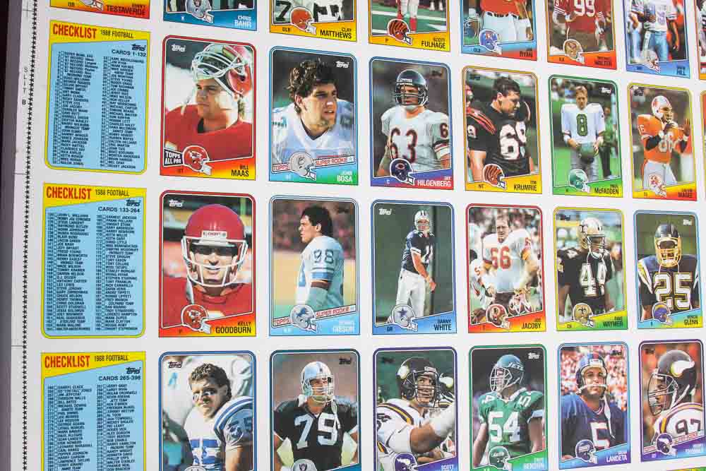 Four Sheets of Uncut 1988 Topps Sports Trading Cards
