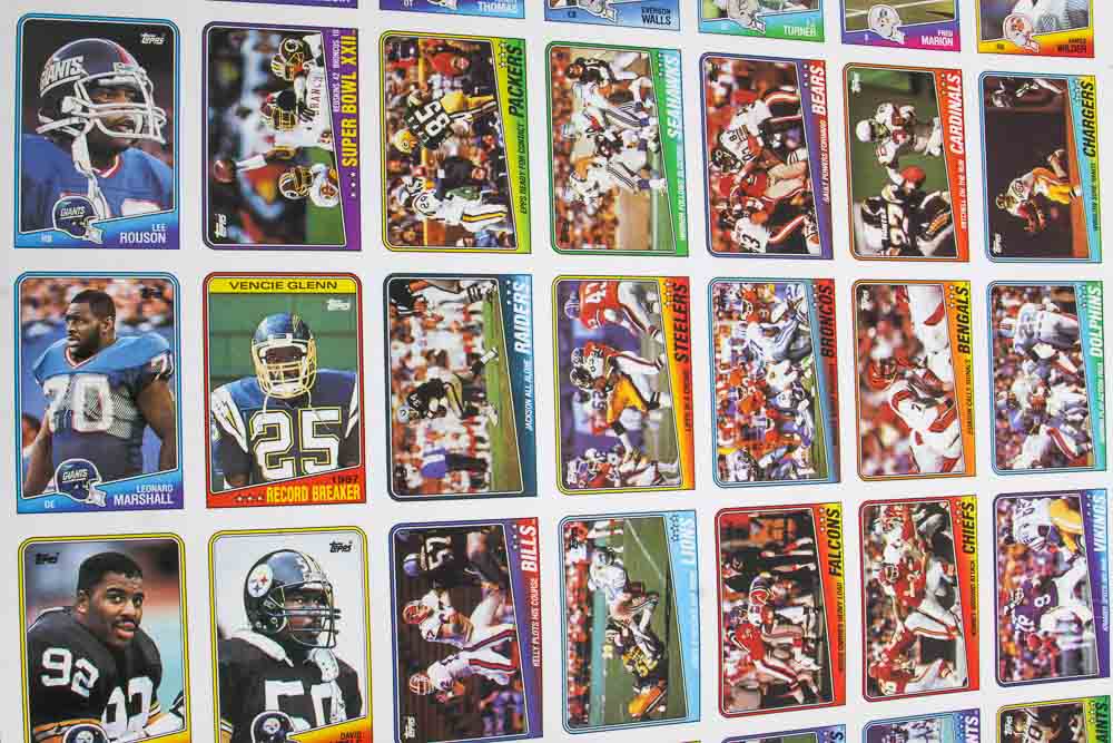 Four Sheets of Uncut 1988 Topps Sports Trading Cards