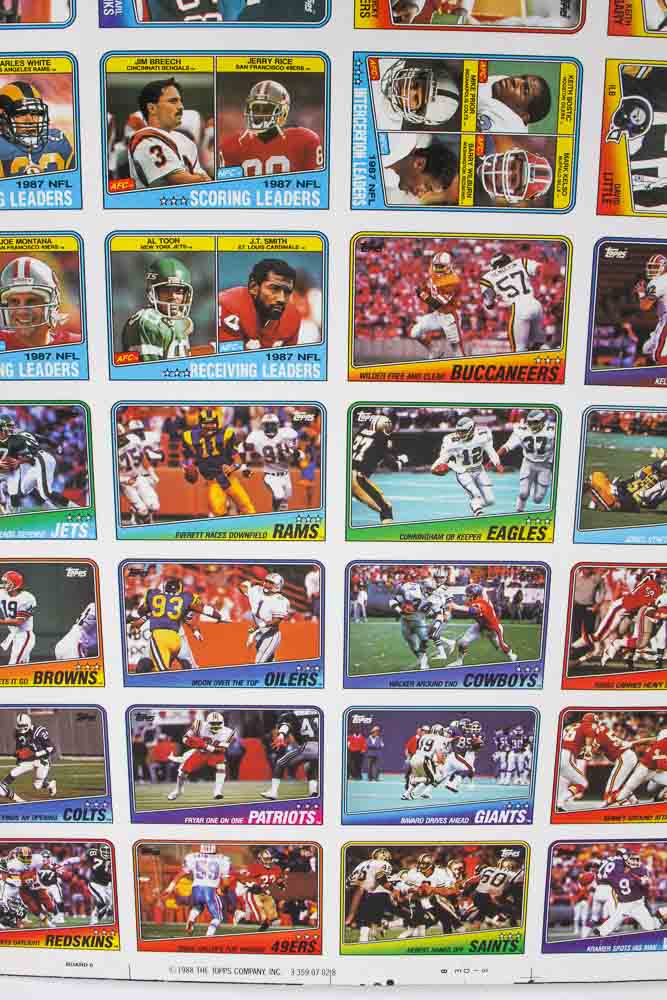 Four Sheets of Uncut 1988 Topps Sports Trading Cards