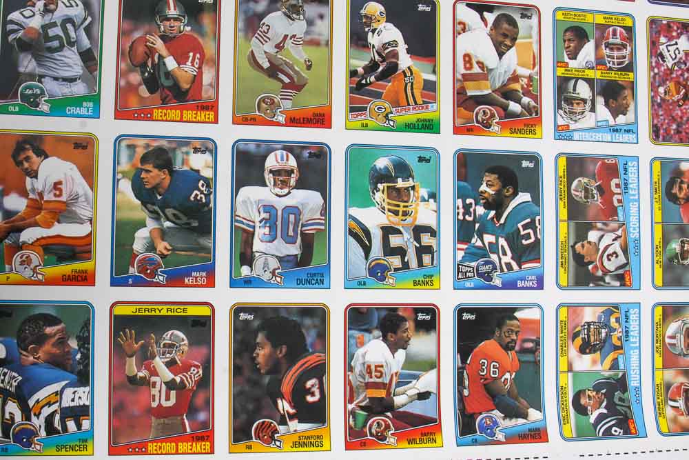Four Sheets of Uncut 1988 Topps Sports Trading Cards