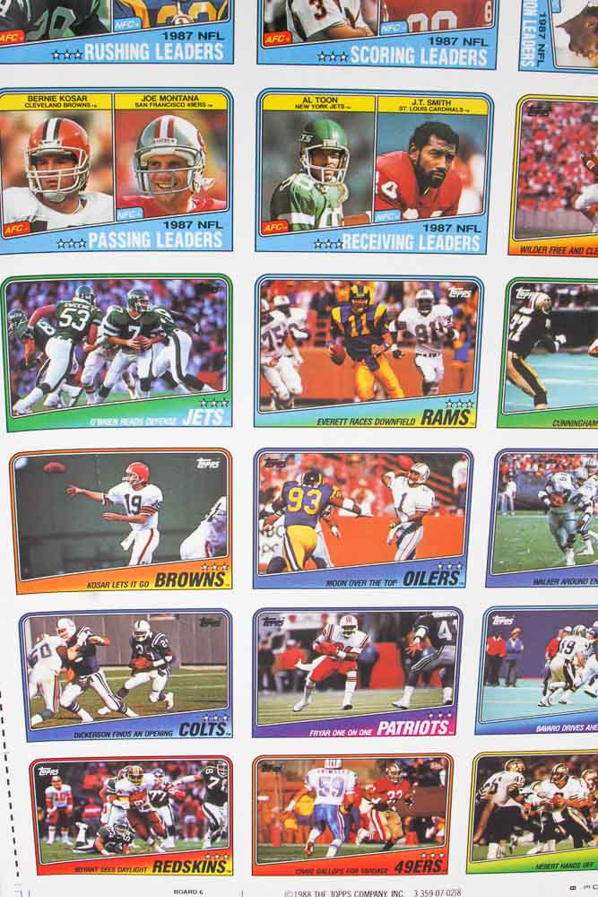 Four Sheets of Uncut 1988 Topps Sports Trading Cards