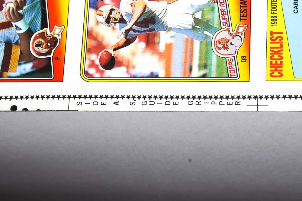 Four Sheets of Uncut 1988 Topps Sports Trading Cards